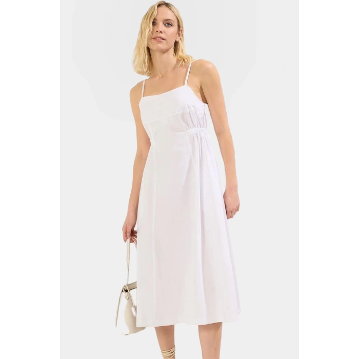 Poplin Dokuma Midi Elbise A Line Kalıp Rahat Yazlık Casual Dayanıklı Malzeme Zarifane Tasarım