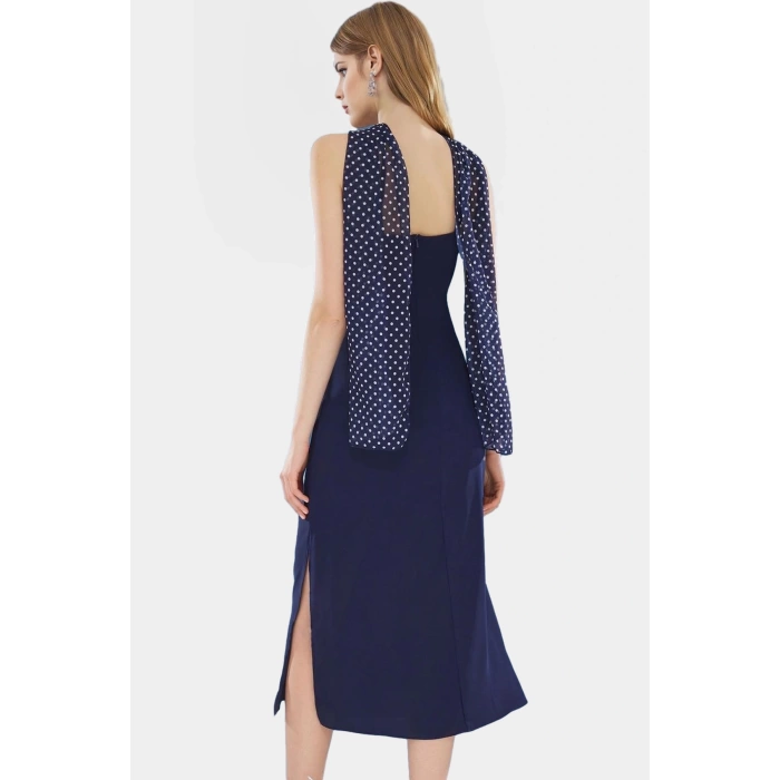 Puantiyeli A line Maxi Elbise Polyester Yazlık Dokuma Şifon Rahat Ve Şık Seçkin Malzeme