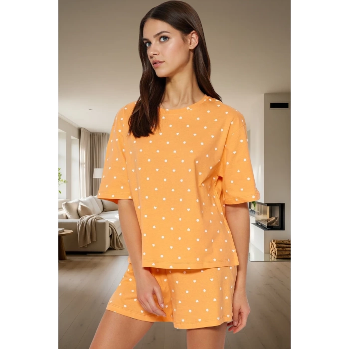 Puantiyeli Kalpli Pamuklu Pijama Takımı Rahatlık ve Şıklık Bir Arada Dayanıklı Malzeme