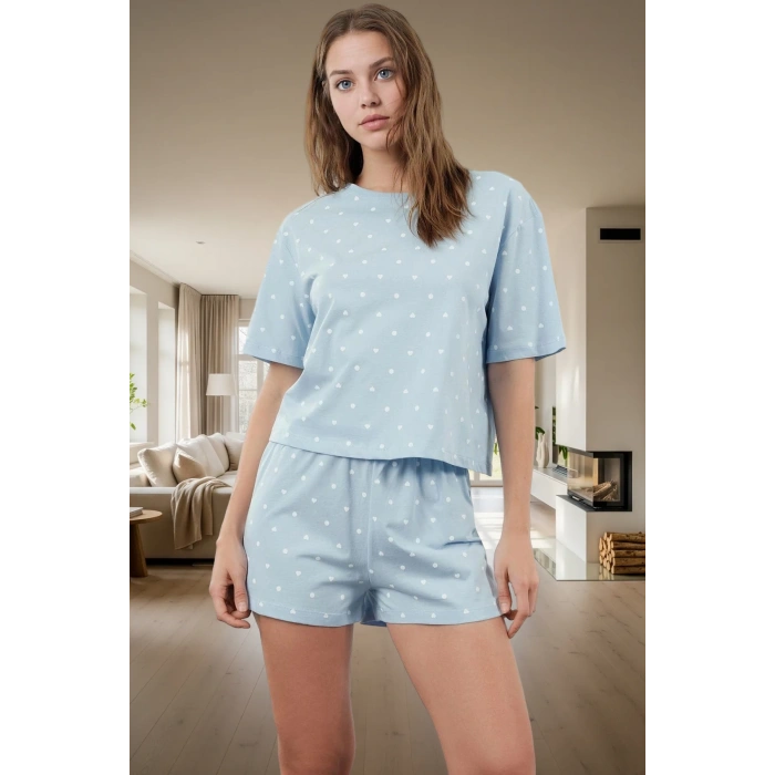 Puantiyeli Kalpli Pamuklu Pijama Takımı Rahatlık ve Şıklık Bir Arada Dayanıklı Malzeme