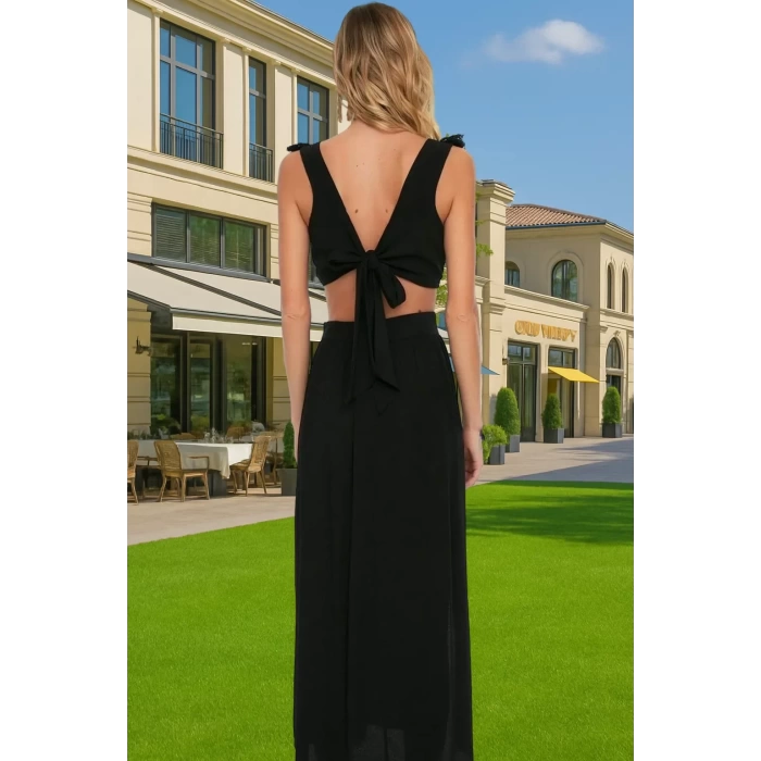 Püsküllü Cut Out Maxi Elbise Viskoz Dokuma Yazlık Rahat Ve Şık Premium Kalite Yüksek Kalite