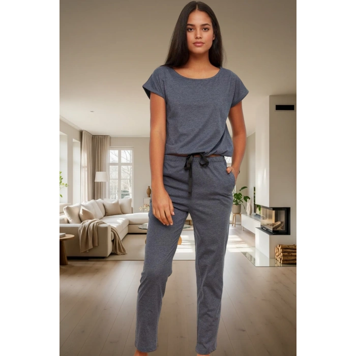 Rahat %100 Pamuk Pijama Takımı Boru Paça Ev Giyim Trend Tasarım Mükemmel Uyum