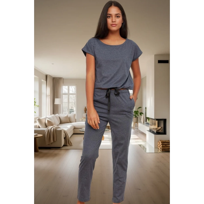 Rahat %100 Pamuk Pijama Takımı Boru Paça Ev Giyim Trend Tasarım Mükemmel Uyum