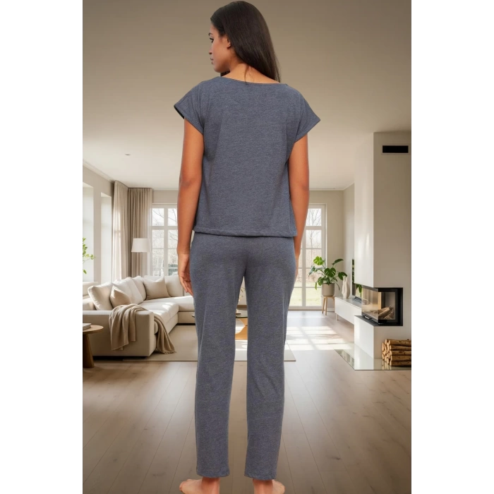 Rahat %100 Pamuk Pijama Takımı Boru Paça Ev Giyim Trend Tasarım Mükemmel Uyum