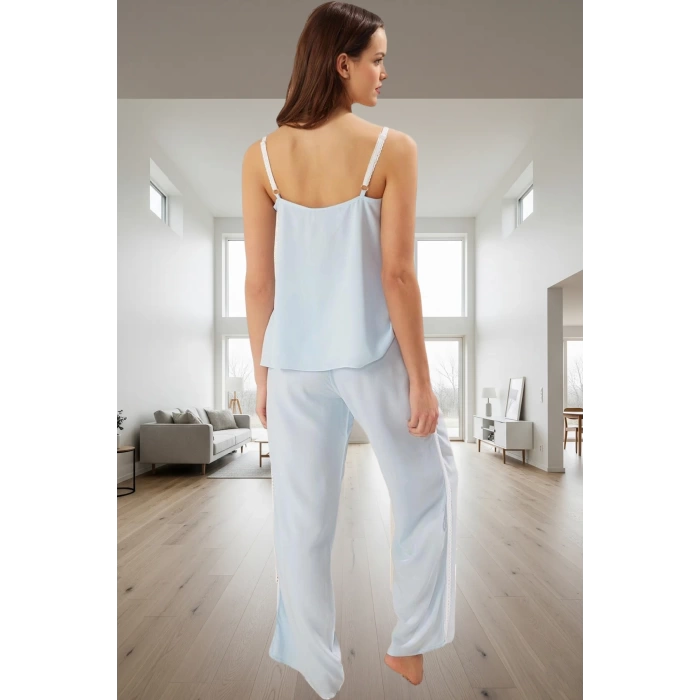 Rahat Ev Giyim 2li Pijama Takımı Viskoz Poplin Kumaş İnce Askılı Premium Kalite Modern Stil