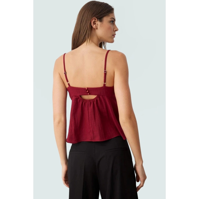 Rahat Günlük Kombinler İçin Kolsuz Bluz Keten Dokuma Fitted Kalıp Trend Tasarım