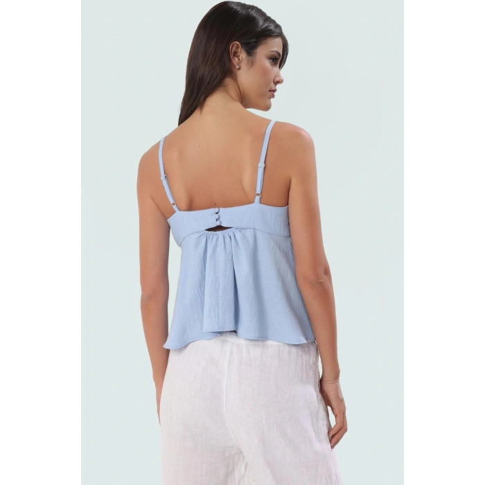 Rahat Günlük Kombinler İçin Kolsuz Bluz Keten Dokuma Fitted Kalıp Trend Tasarım