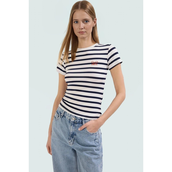 Rahat Günlük Stil Fitted Bluz Vücut Oturan Pamuklu Viskoz Ribana Modern Premium Kalite
