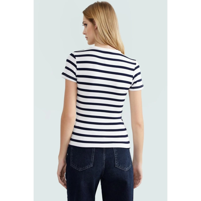 Rahat Günlük Stil Fitted Bluz Vücut Oturan Pamuklu Viskoz Ribana Modern Premium Kalite