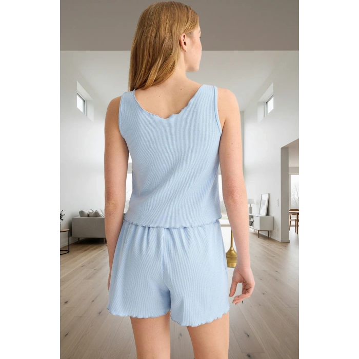 Rahat Kalıp 2li Homewear Pijama Takımı Kalın Askılı Atlet ve Şort Kullanım