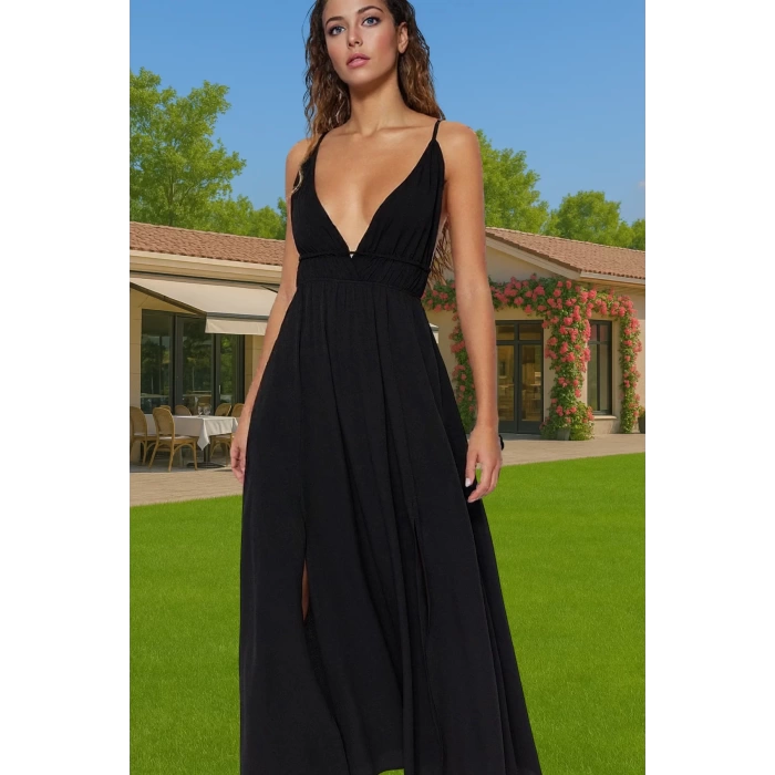 Rahat Kalıp Maxi Elbise Viskoz Polyester Crinkle Dokuma Yazlık Özel Tasarım Özenle Seçilmiş