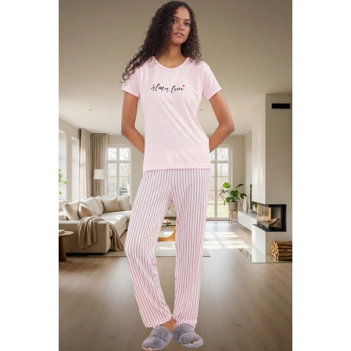 Rahat Kesim 2li Pijama Takımı Örme Kumaş Çizgili Desen Seçkin Malzeme Premium Kalite