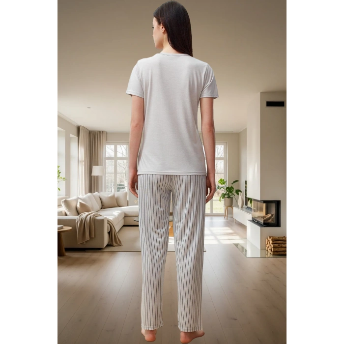 Rahat Kesim 2li Pijama Takımı Örme Kumaş Çizgili Desen Seçkin Malzeme Premium Kalite