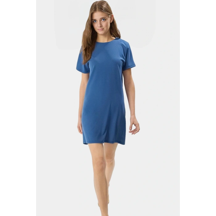 Rahat Kesim Mini Elbise 54% Elastommultiester 46% Polyester 86cm Boy Profesyonel Görünüm