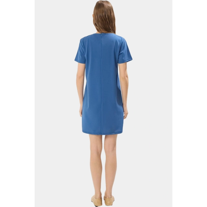 Rahat Kesim Mini Elbise 54% Elastommultiester 46% Polyester 86cm Boy Profesyonel Görünüm