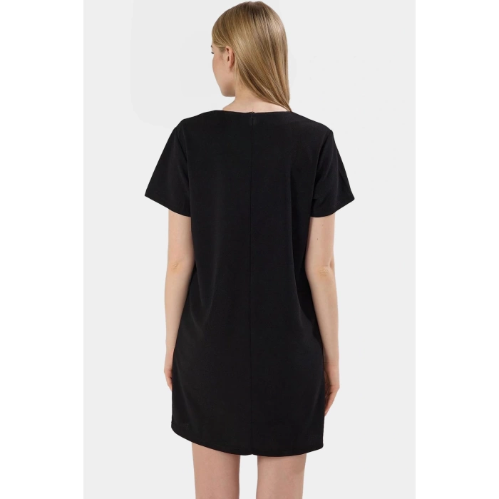 Rahat Kesim Mini Elbise 54% Elastommultiester 46% Polyester 86cm Boy Profesyonel Görünüm