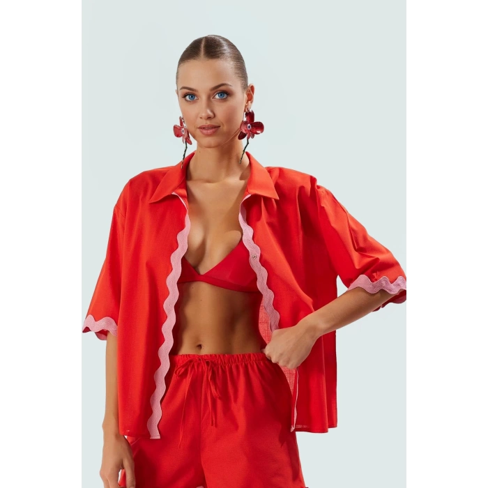 Rahat Kesim Pamuk Kimono Şort Plaj Takımı Detaylar Mükemmel Uyum Uzun Ömürlü Modern Stil