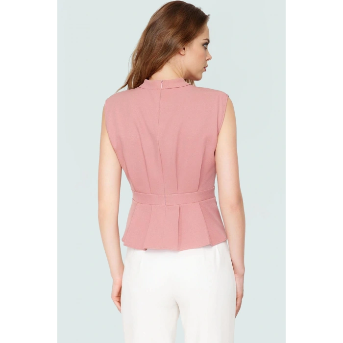 Rahat Kolsuz Bluz Yazlık Dokuma Polyester Karışımlı Trend Tasarım Seçkin Malzeme