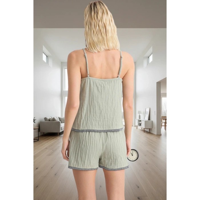 Rahat Müslin Pijama Takımı %100 Pamuk Şeritli Yazlık Konforlu Kesim Seçkin Malzeme