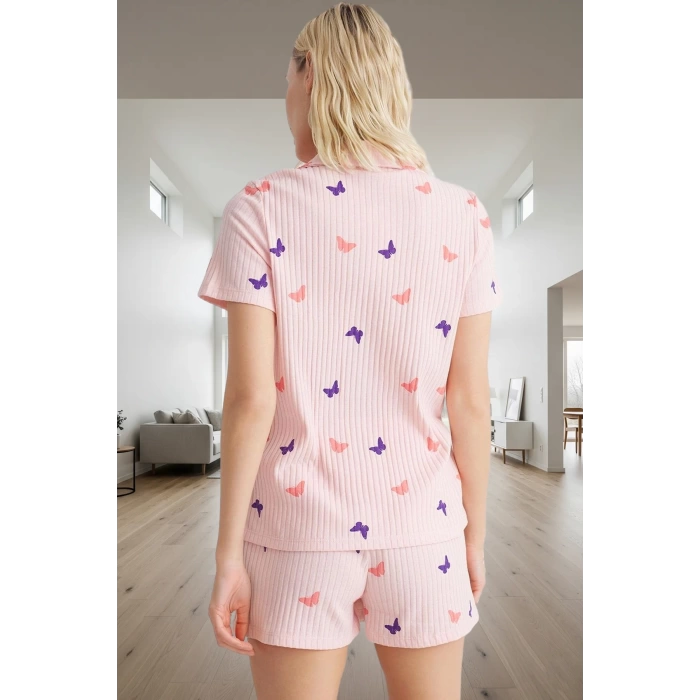 Rahat Örme Pijama Takımı Çok Kelebek Desenli Ve Şık Kaliteli İşçilik Uzun Ömürlü