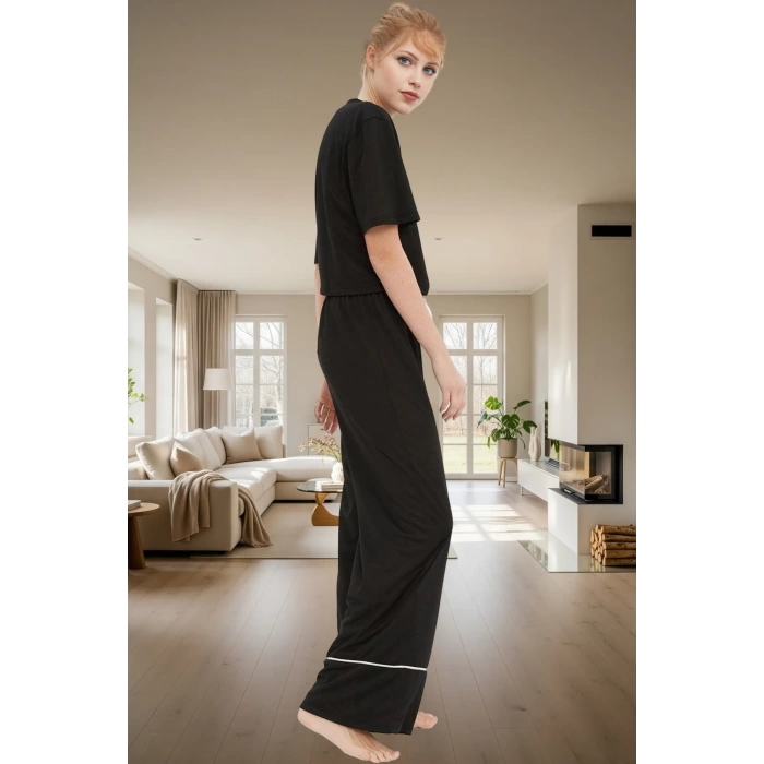 Rahat Pamuklu Pijama Takımı; Unicorn Baskı Melanj Regular Kalıp Günlük Kullanım İçin
