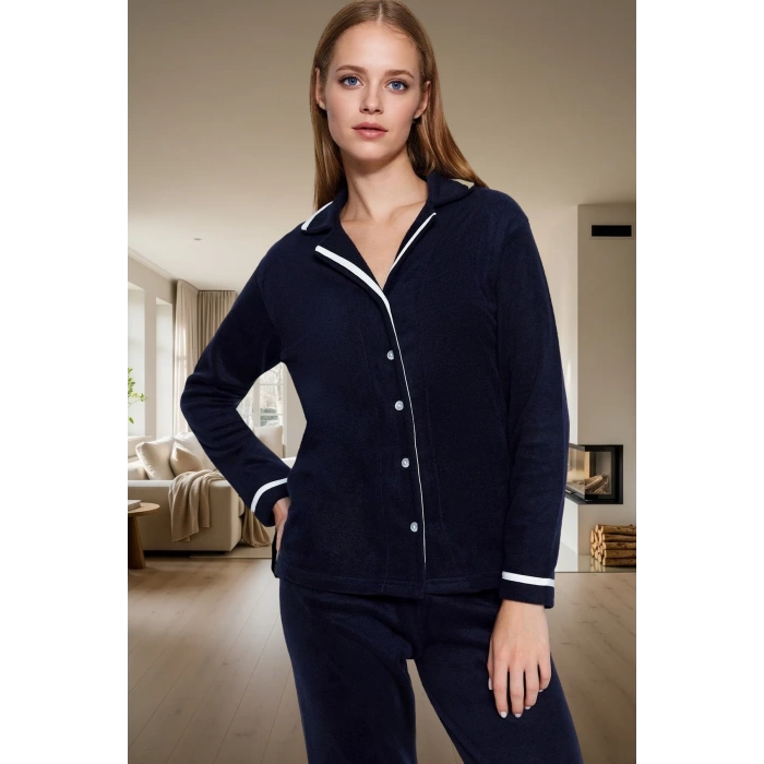 Rahat Uyku İçin Polar Pijama Takımı Sıcak Yumuşak Şık Görünüm Modern Stil