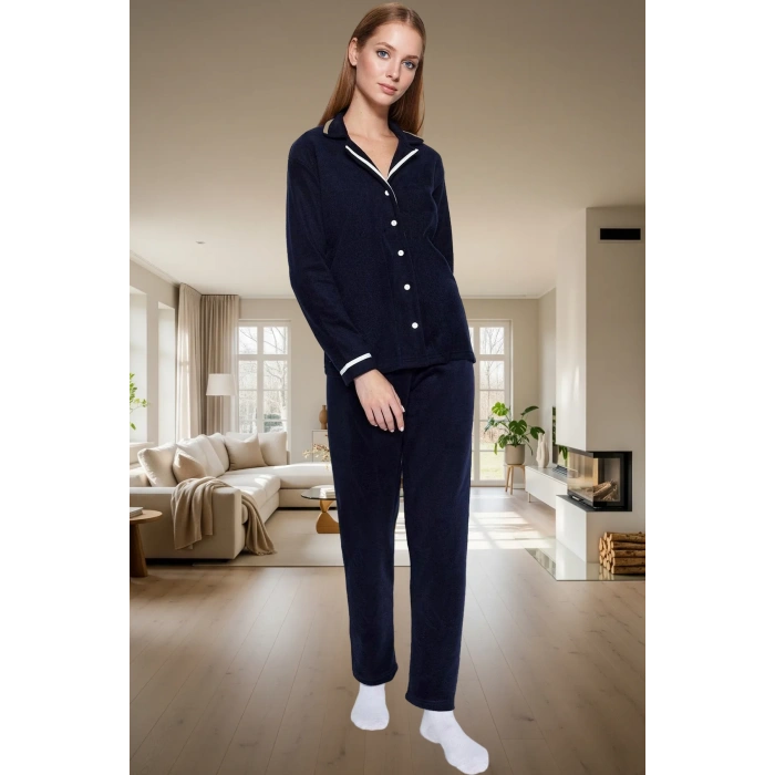 Rahat Uyku İçin Polar Pijama Takımı Sıcak Yumuşak Şık Görünüm Modern Stil