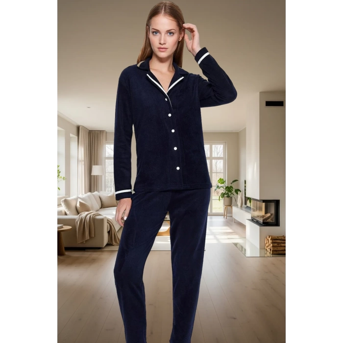 Rahat Uyku İçin Polar Pijama Takımı Sıcak Yumuşak Şık Görünüm Modern Stil