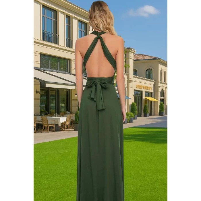 Rahat V Yaka Bağlamalı Maxi Elbise Nefes Alan Polyester Kumaş Rahat Ve Şık Premium Kalite