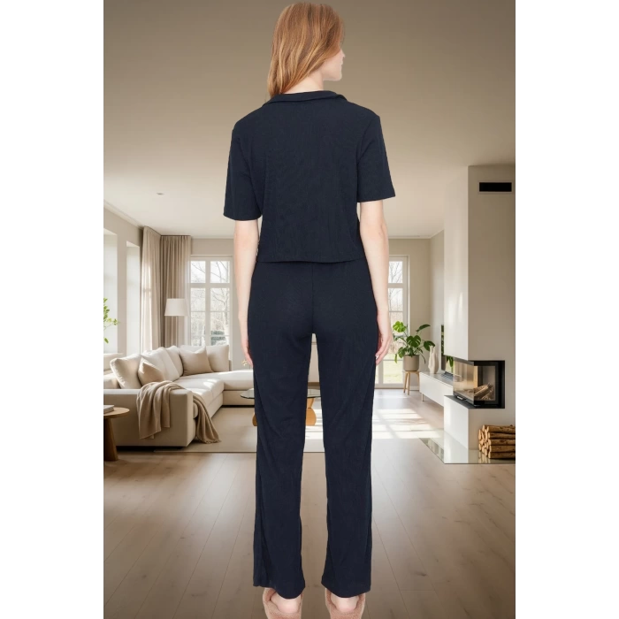 Rahat ve Şık Ayıcıklı Homewear Pijama Takımı Polyester Elastan Kumaş Dayanıklı Malzeme