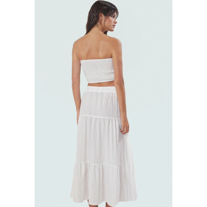 Rahat ve Şık Bluz Etek Takım 99 Polyester Yazlık Plaj Modası Özenle Seçilmiş Özel Tasarım