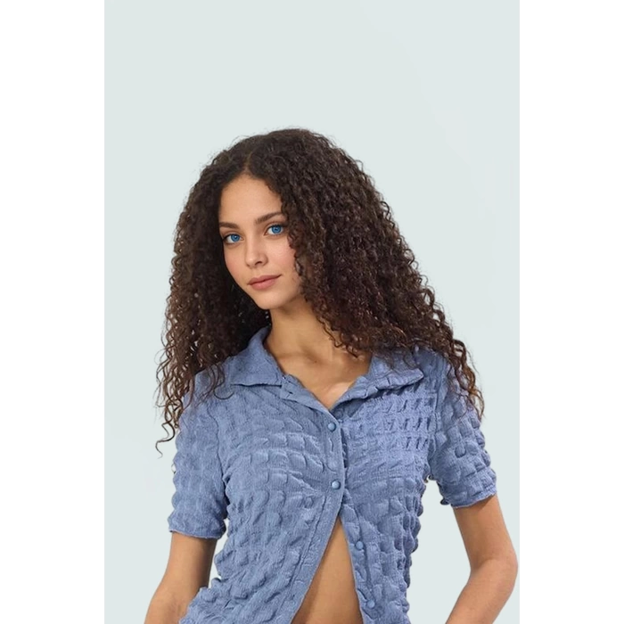 Rahat ve Şık Gofre Örme Bluz Günlük Kombinleriniz İçin Modern Stil Trend Tasarım