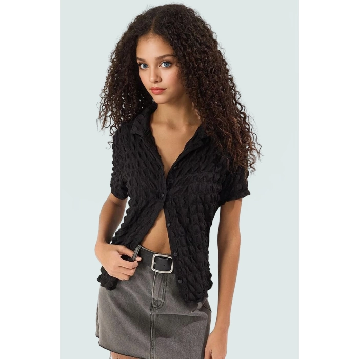 Rahat ve Şık Gofre Örme Bluz Günlük Kombinleriniz İçin Modern Stil Trend Tasarım