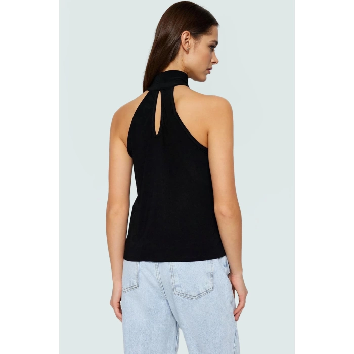 Rahat ve Şık Örme Bluz Halter Yaka Polyester Regular Kalıp Mükemmel Uyum Uzun Ömürlü