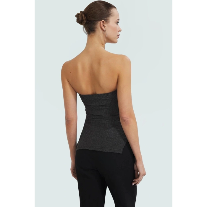 Rahat ve Şık Örme Bluz Straplez Fitted Yaz İçin Görünüm Kullanım Özel Tasarım
