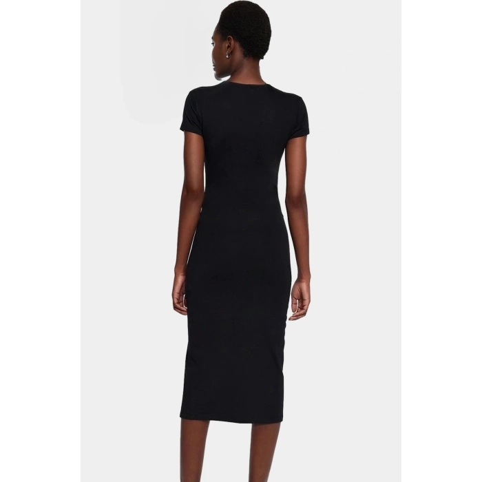 Rahat ve Şık Pamuklu Bodycon Midi Elbise Nefes Alan Kumaş Yazlık Konforlu Kesim