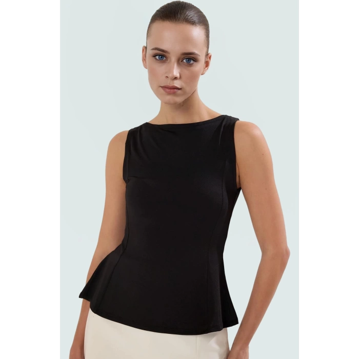 Rahat ve Şık Peplum Bluz %92 Polyester %8 Elastan Micro Örme Kumaş Trend Tasarım