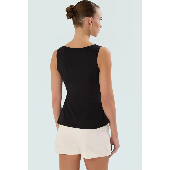Rahat ve Şık Peplum Bluz %92 Polyester %8 Elastan Micro Örme Kumaş Trend Tasarım
