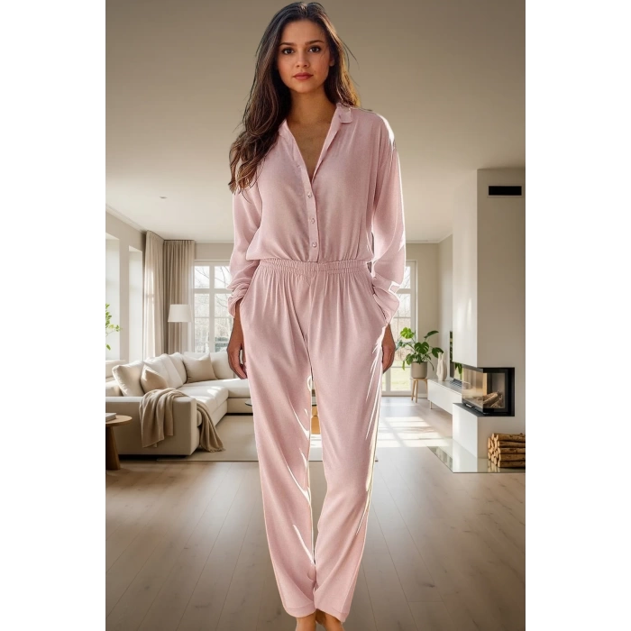 Rahat Viskon Pijama Takımı; Renk Uzun Kollu Boru Paça Ömürlü Özenle Seçilmiş