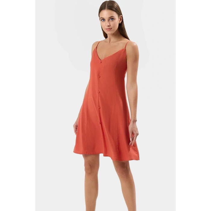 Rahat Viskoz Mini Elbise V Yaka Düğmeli Shift Kalıp Günlük Kullanım İçin Modern Stil