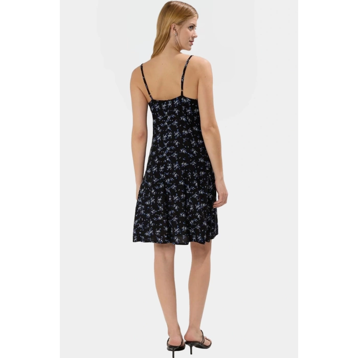 Rahat Viskoz Mini Elbise V Yaka Düğmeli Shift Kalıp Günlük Kullanım İçin Modern Stil