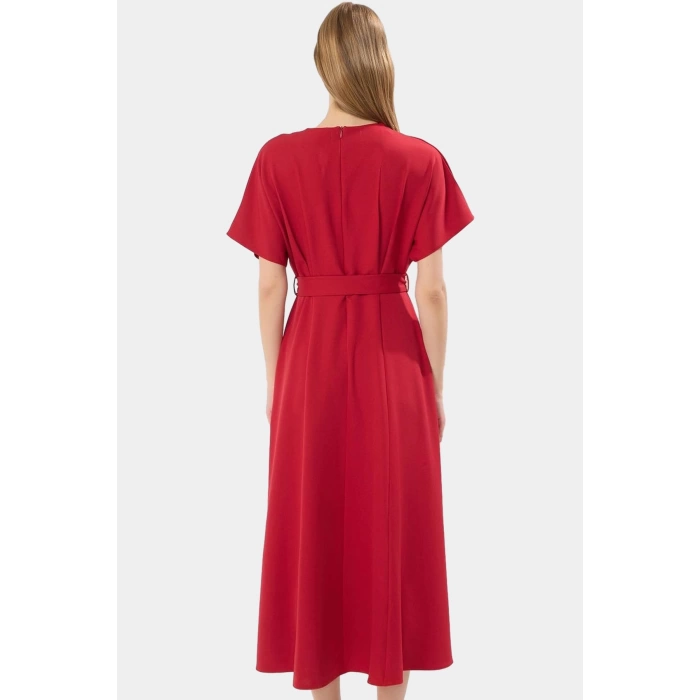 Rahat Yazlık A Line Elbise Kısa Yarasa Kol Polyester Dokuma Kumaş Zarifane Tasarım