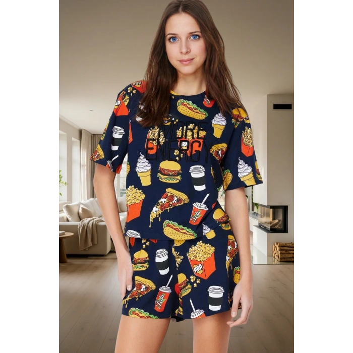 Rahat Yazlık Çok Nakışlı Polyester Örme Pijama Takımı Kullanım Premium Kalite