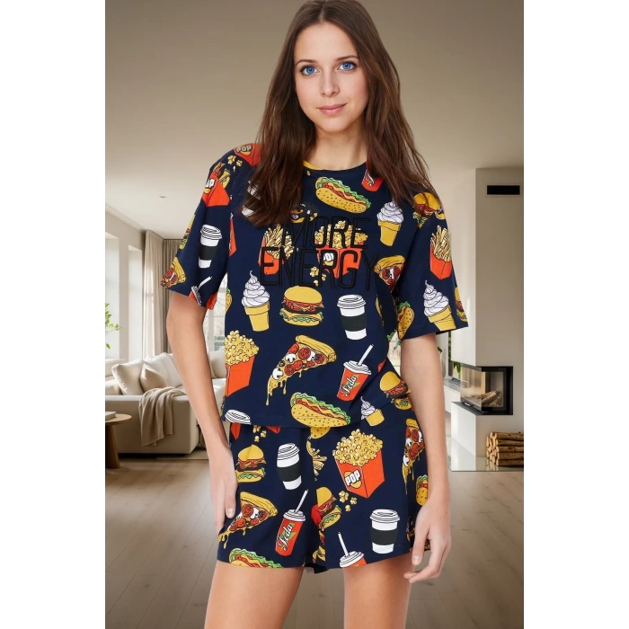 Rahat Yazlık Çok Nakışlı Polyester Örme Pijama Takımı Kullanım Premium Kalite