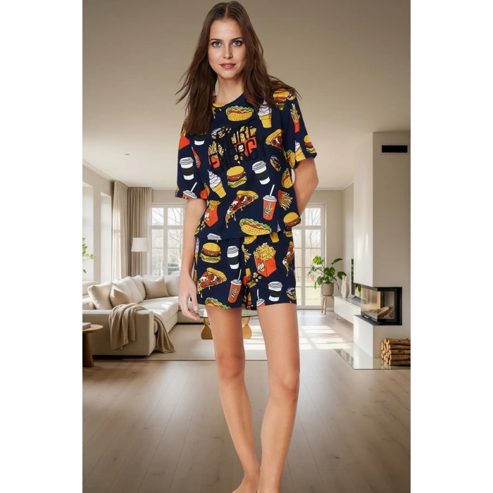 Rahat Yazlık Çok Nakışlı Polyester Örme Pijama Takımı Kullanım Premium Kalite