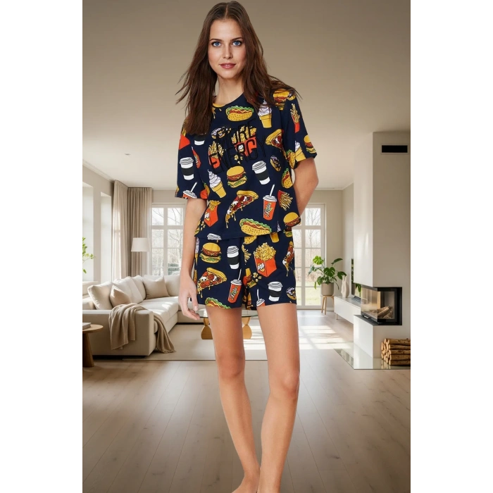 Rahat Yazlık Çok Nakışlı Polyester Örme Pijama Takımı Kullanım Premium Kalite