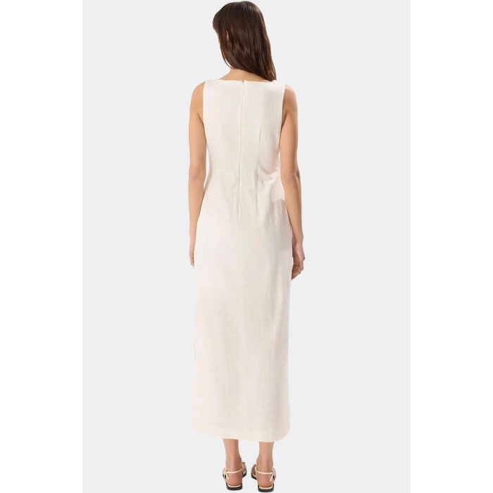 Rahat Yazlık Dokuma Elbise A Kesim Cut Out Detaylı Bisiklet Yaka Profesyonel Görünüm Modern Stil