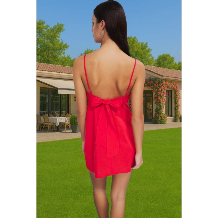 Rahat Yazlık Mini A line Bağcıklı Pamuklu Elbise Rahat Ve Şık Modern Stil Profesyonel Görünüm