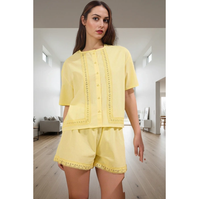 Rahatlığı ve Şıklığı Bir Arada Sunan Pijama Takımı %100 Pamuk Brodeli Detay Rahat Kullanım