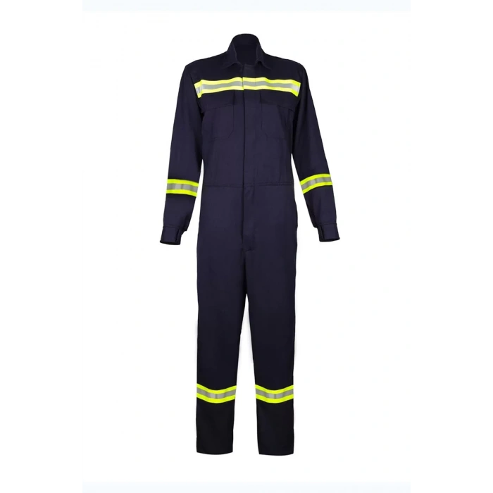 Reflektörlü Koyu İş Güvenliği Tulumu Alev Almaz Tulum Koruyucu Antistatik Yüksek Risk Alanlarına